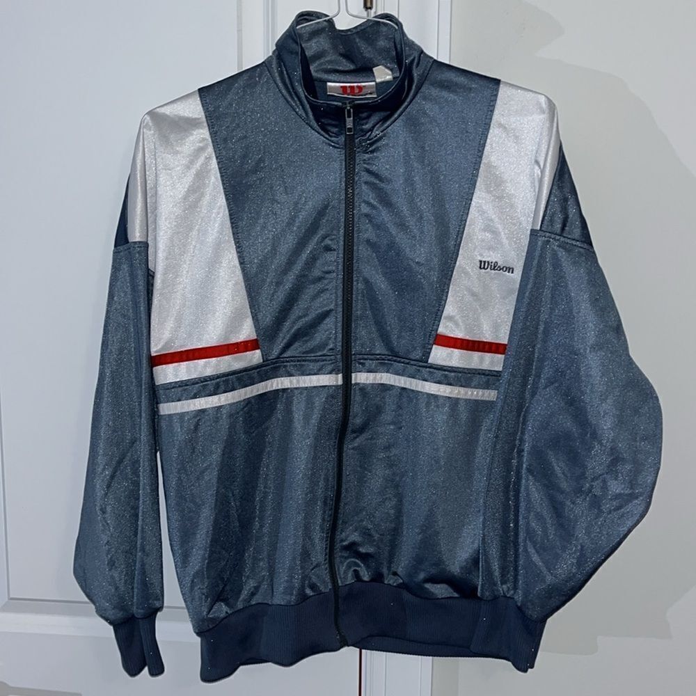 True Vintage Wilson Retro Full Zipper Track Suit Warm Up Tennis Jacket Mens L
